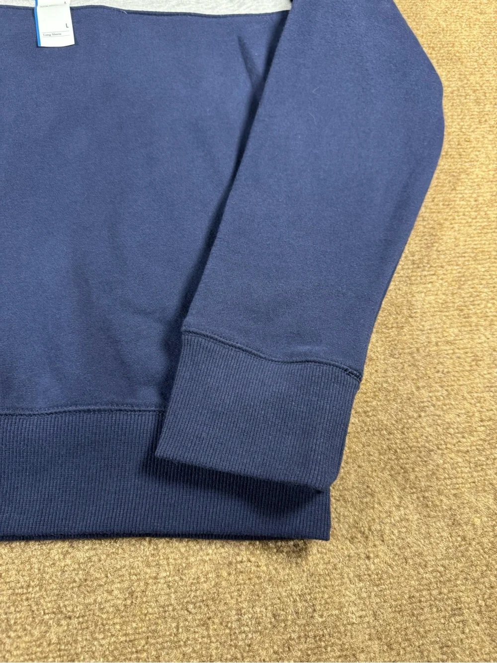 Goodfellow & Co Sweatshirt Navy Blue, White and Grey Stripe Men's Pullover Large